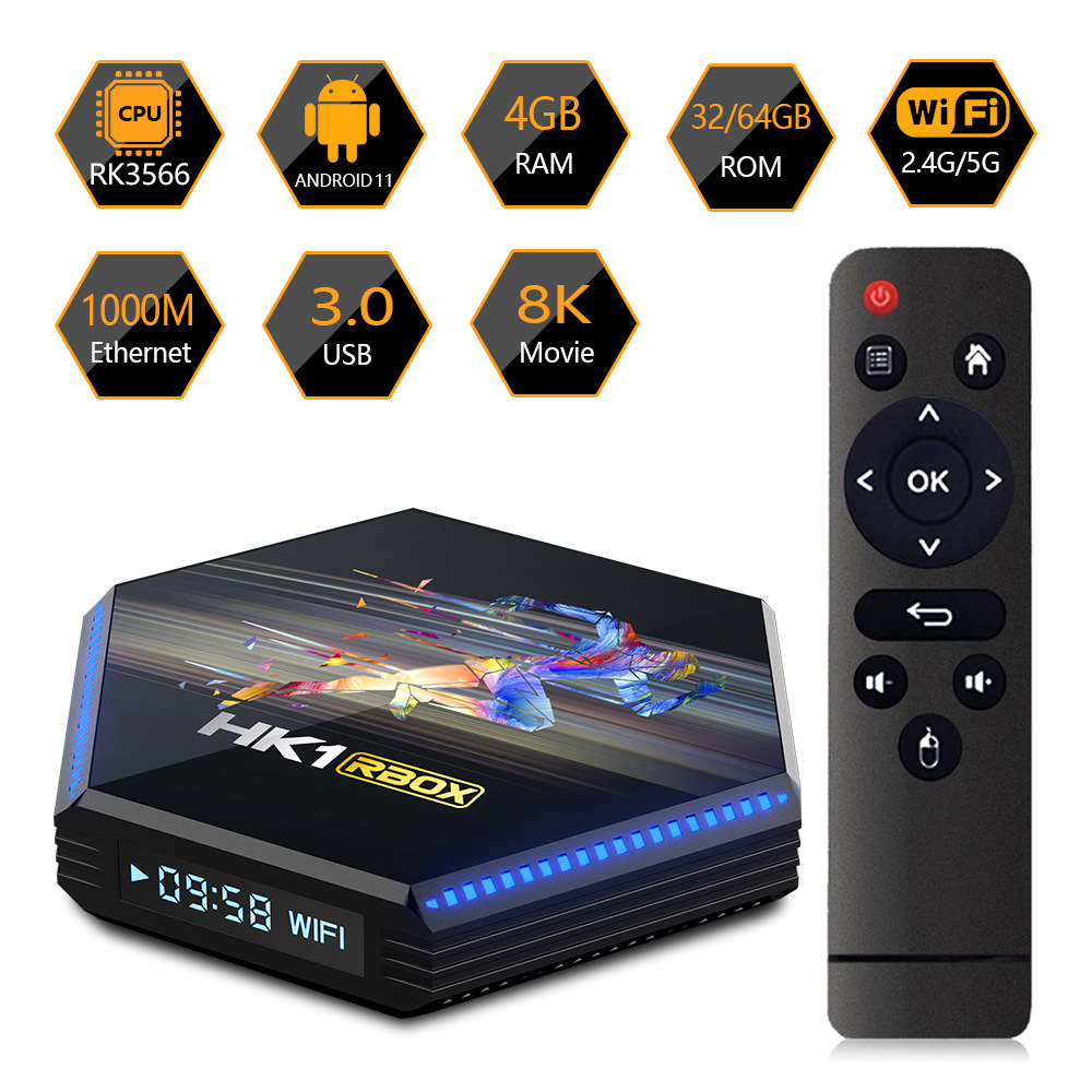 HK1 RBOX R2 机顶盒 RK3566芯片加持的4GB/64GB强悍配置，演绎8K超高清新境界